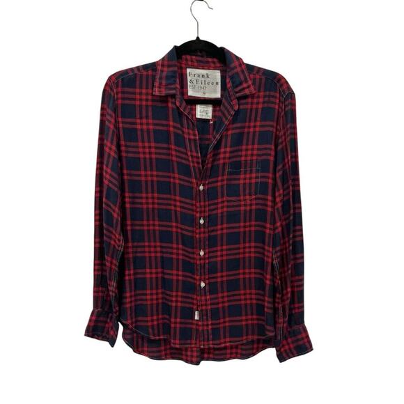 Frank & Eileen Eileen Button-Up Shirt Red And Blue Plaid Flannel Modal Size XS - Picture 3 of 15